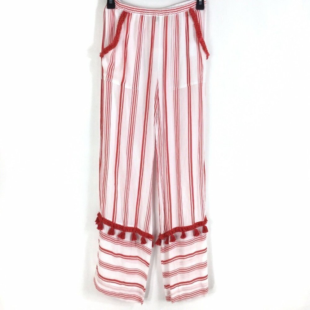 BeachGold Bali Wide Leg Striped Pants with Tassels